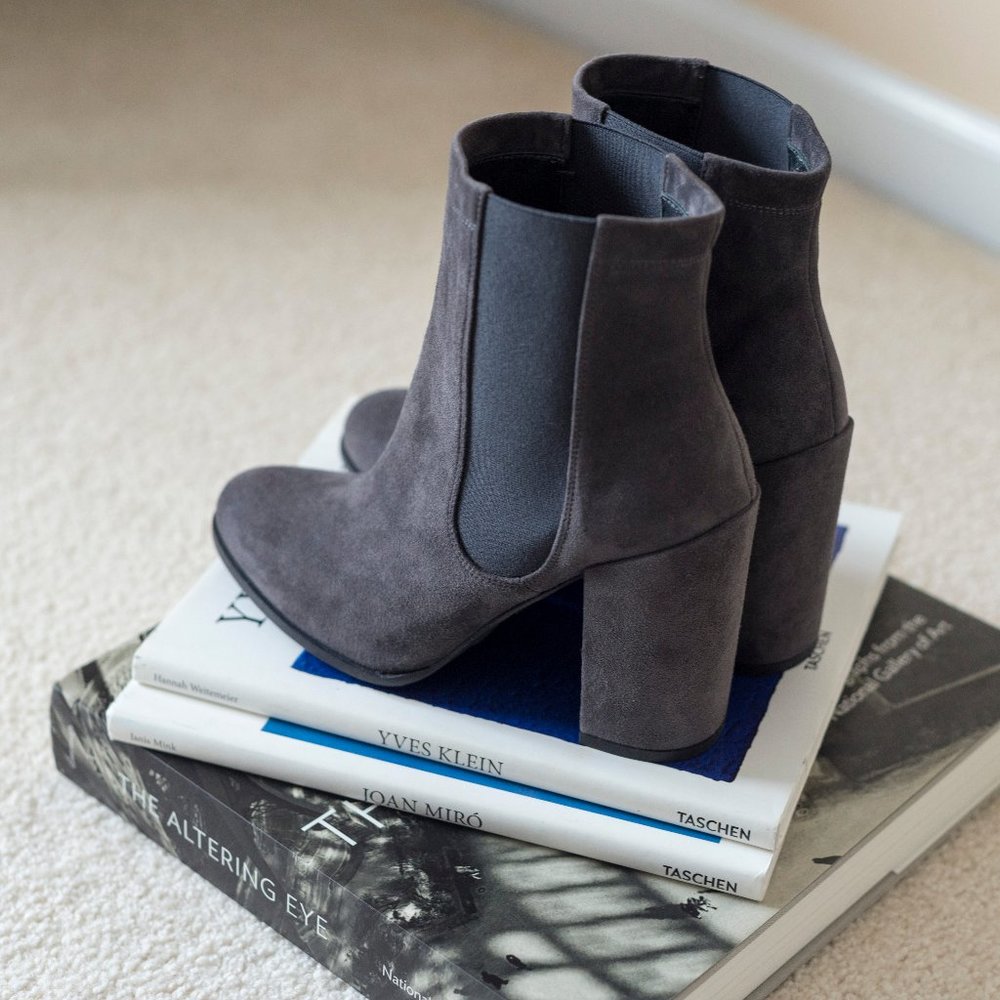 Stuart Weitzman Block Heel Grey Booties